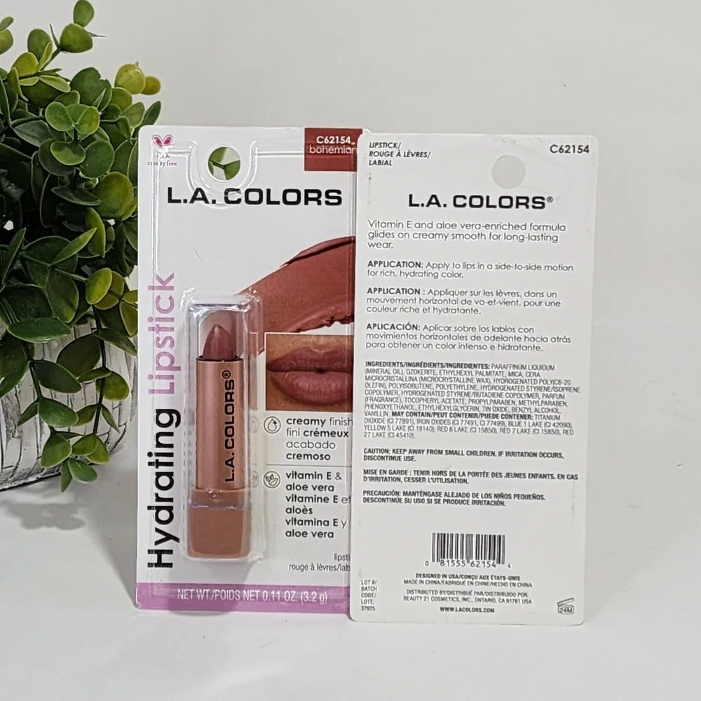 L.A. Colors Hydrating Lipstick Bohemian Creamy Finish C62154 - Lot of 2