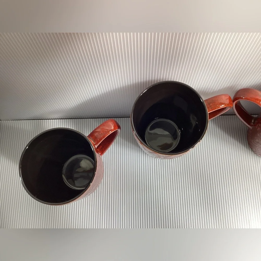 Set of 4 Pfaltzgraff Red Christmas Ceramic Mugs