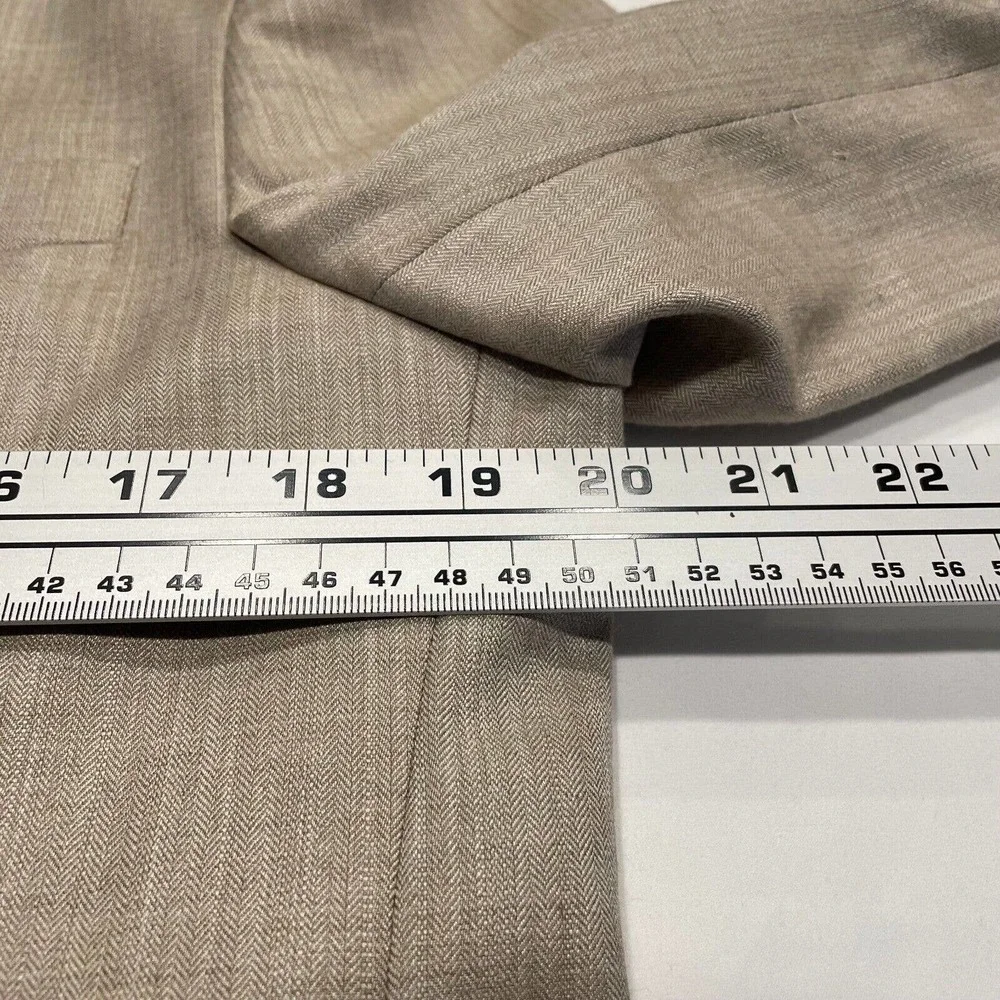 Perry Ellis Size 40 Regular Herringbone‎ Suit Blazer Jacket Two-Button Beige