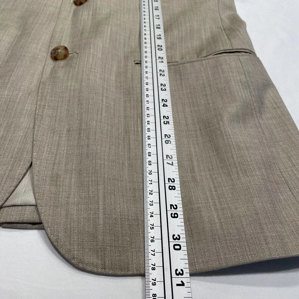 Perry Ellis Size 40 Regular Herringbone‎ Suit Blazer Jacket Two-Button Beige