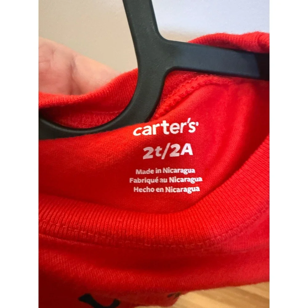 Carter's Graphic Tee Toddler 2T Red Happy Fourth of‎ July Hot Dog GCL104556