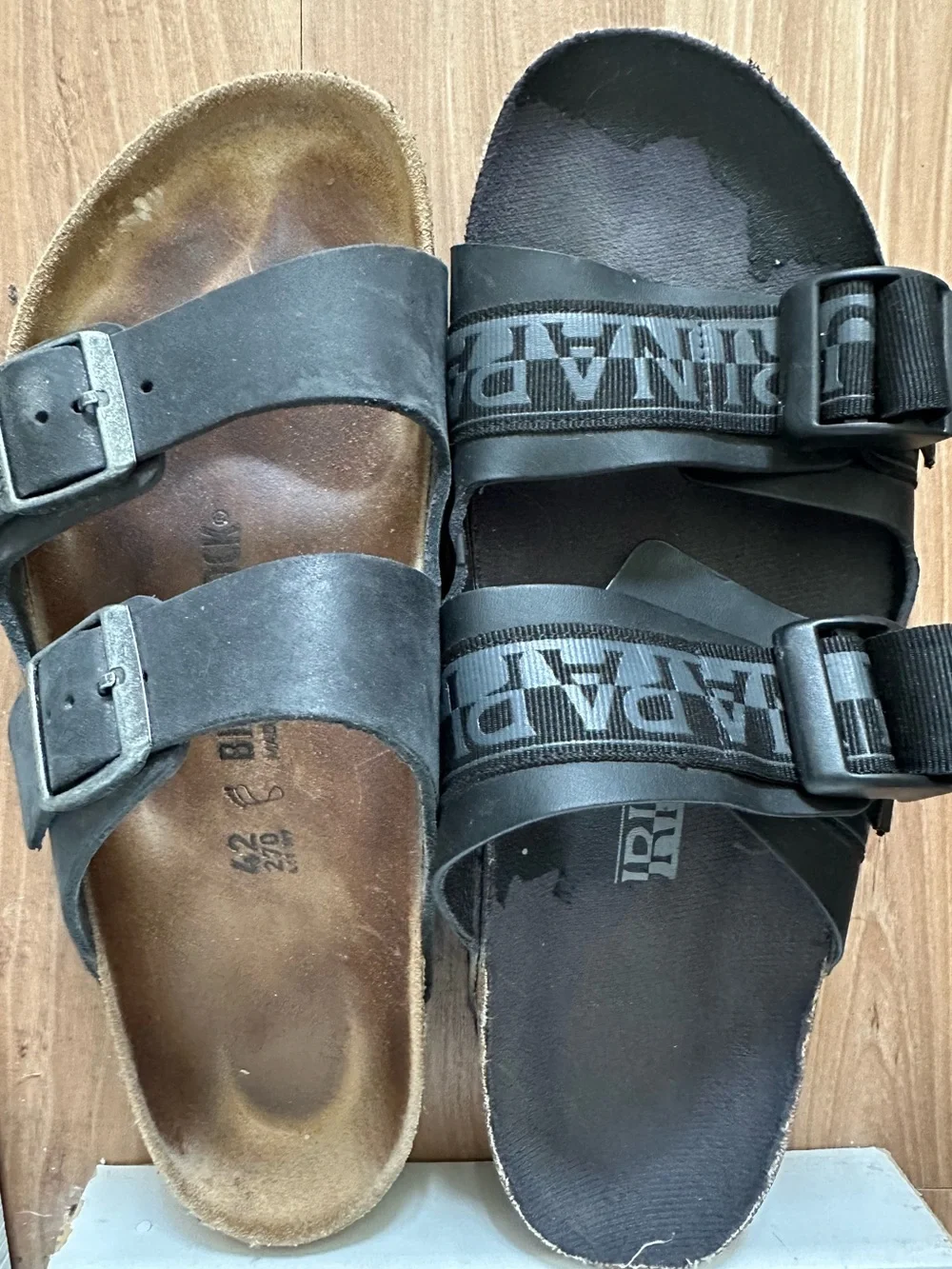 Napapijri Crick BIRKENSTOCK arizona Style Slides Sandals Black Adjustable 9.5 9