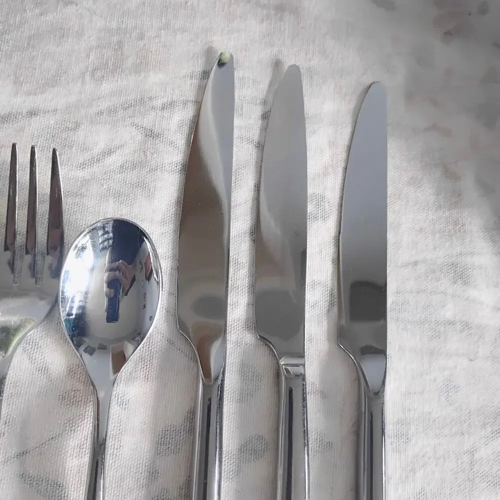 6 Pieces Towle Wave Glossy Stainless 2 Salad Forks 1 Teaspoon 3 Dinner Knives