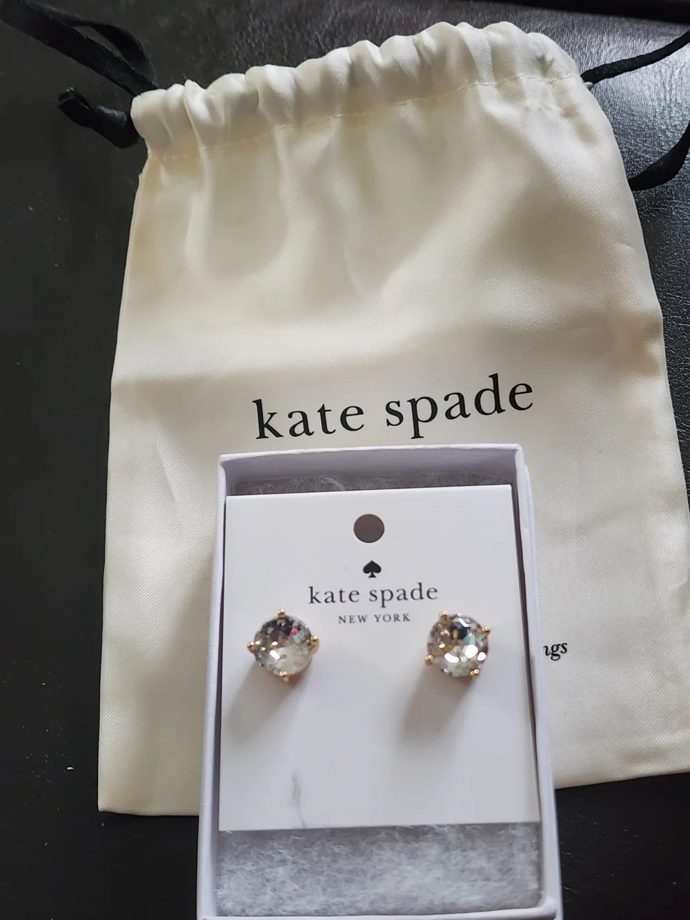 ✨️Kate Spade New York Crystal Stud Earrings – Gold Tone | NWT with Dust Bag