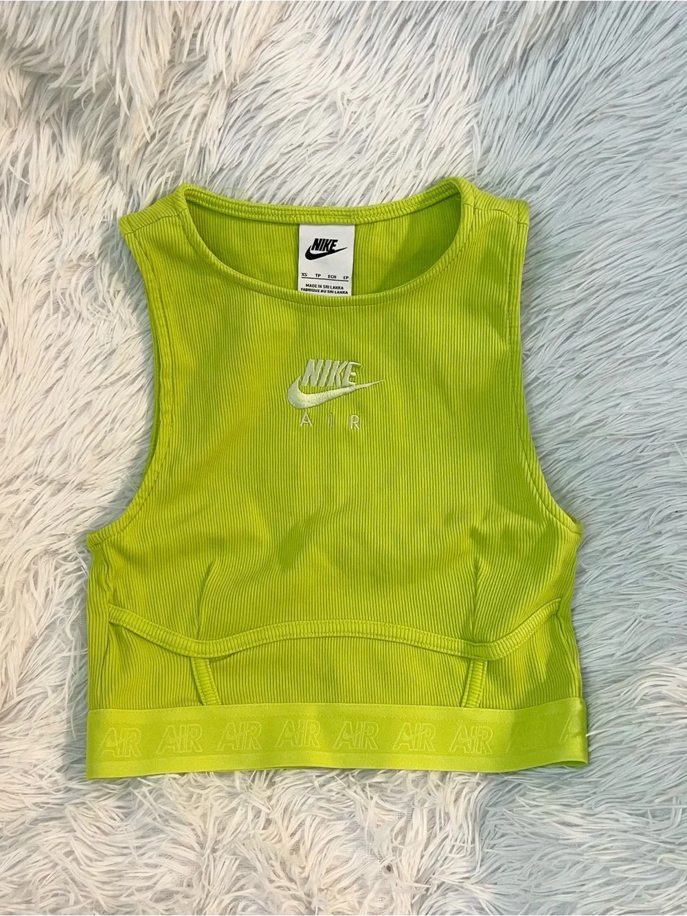 Lime green Nike air workout yoga running sports crop top