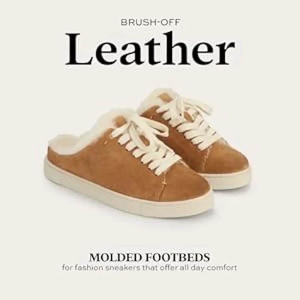 NEW Frye ivy genuine shearling sneaker mule - brown - silky suede leather  66