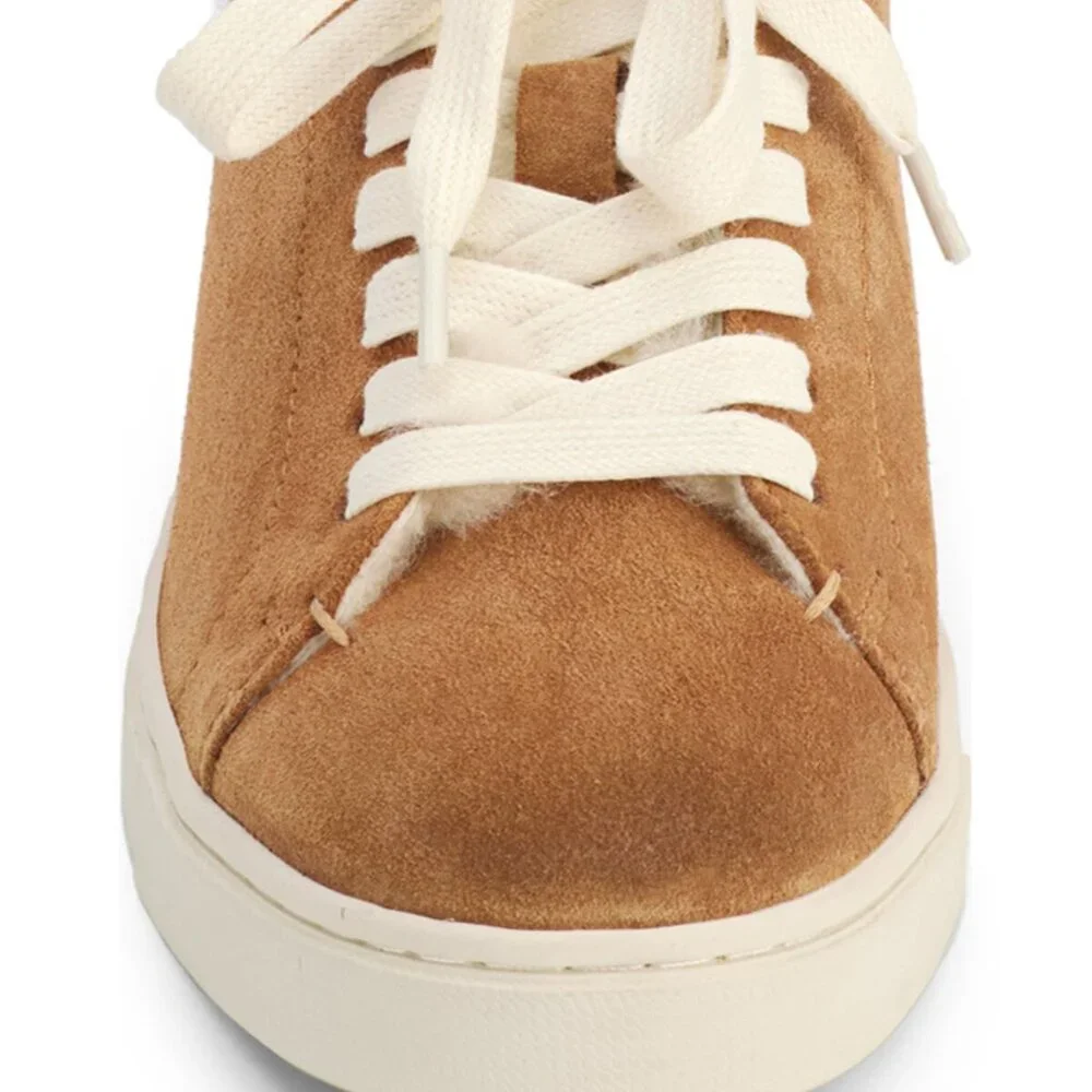 NEW Frye ivy genuine shearling sneaker mule - brown - silky suede leather  66