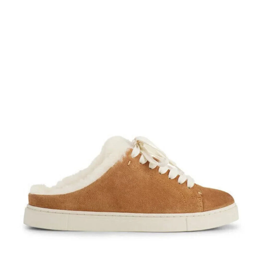 NEW Frye ivy genuine shearling sneaker mule - brown - silky suede leather  66