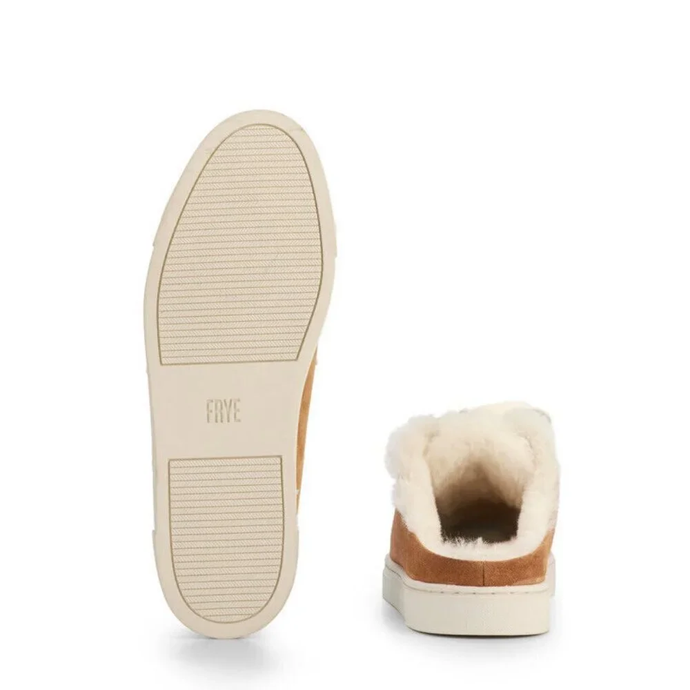 NEW Frye ivy genuine shearling sneaker mule - brown - silky suede leather  66