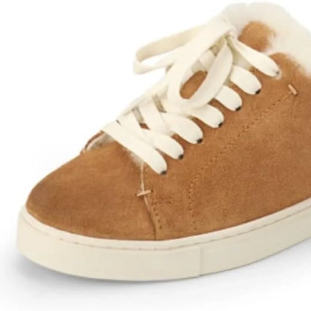 NEW Frye ivy genuine shearling sneaker mule - brown - silky suede leather  66