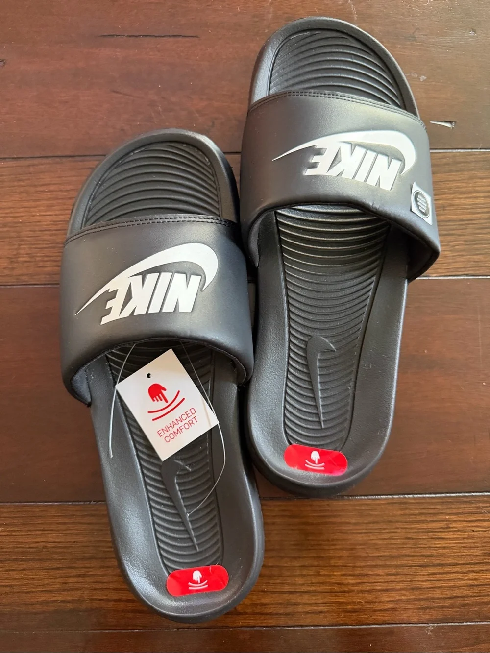 NEW IN BOX Nike Victori Black and White Logo One Slide Sandals