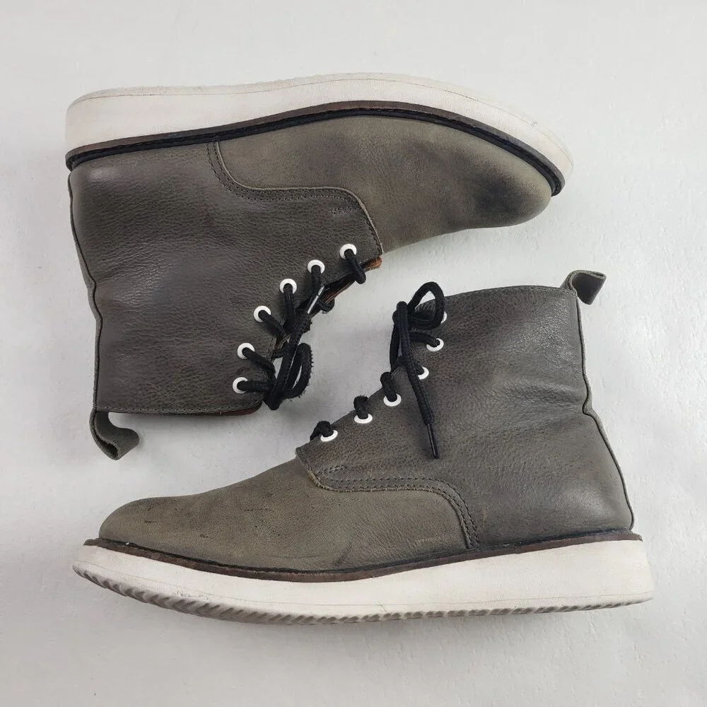 Oliver Clark Leather Ankle Boot Womens 8 Gray Lace Up Handmade Classic