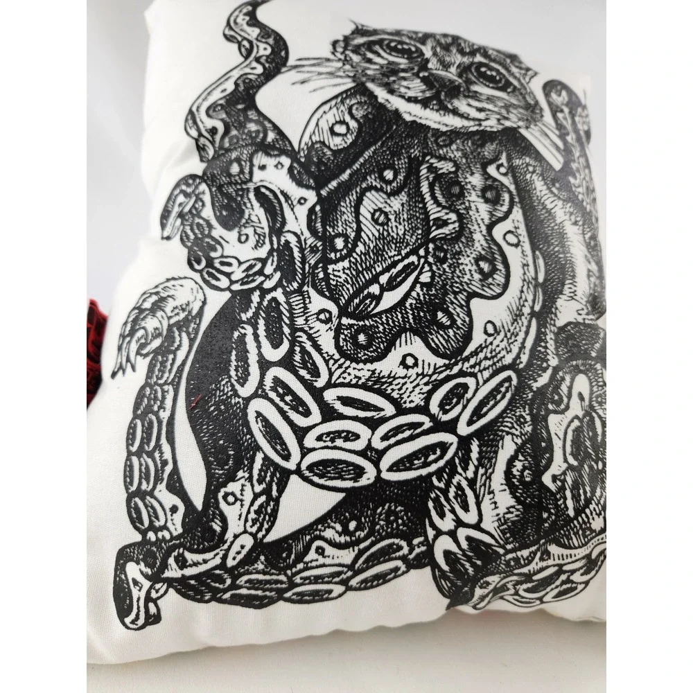 Cathulhu Cat Throw Pillow Kitten Monster Octopussy cthulhu Artist Art Print