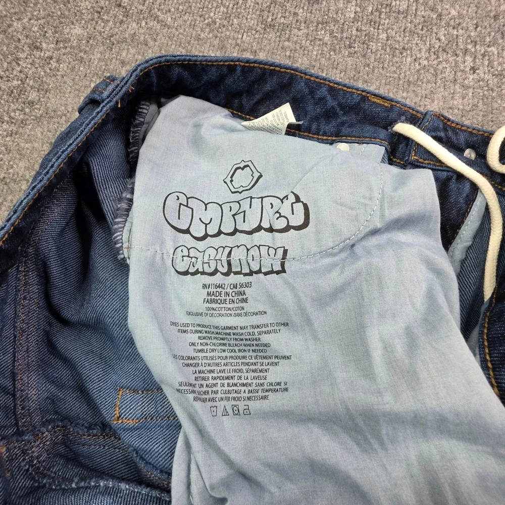 Empyre Jeans Mens 32 Blue Easy Now Wide Leg Skate Graffiti Streetwear Denim