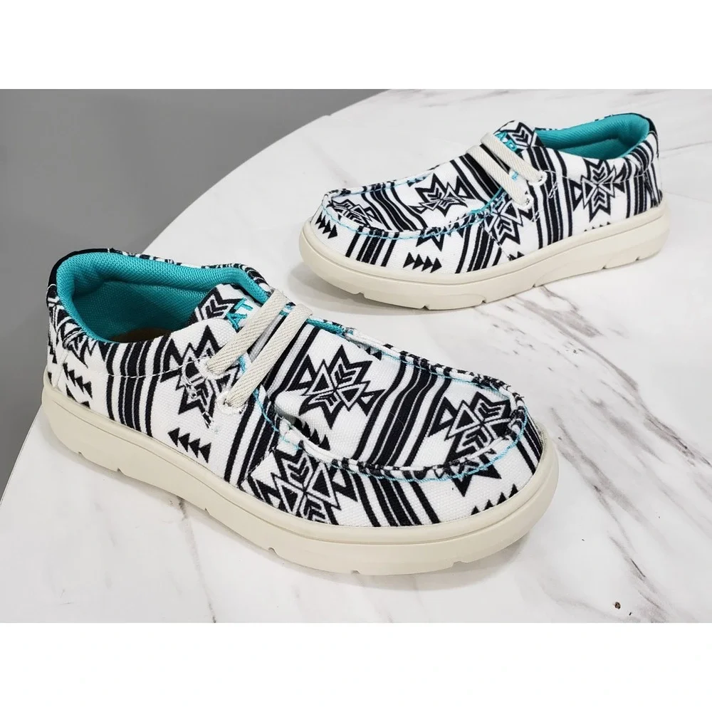 NEW WITHOUT BOX - ARIAT KIDS Youth Hilo Slip On Shoes‎ Aztec Western - Size 12