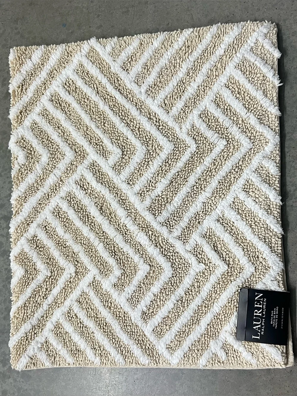Lauren Ralph Lauren Geometric Chevron Neutral Cotton Bath Rug