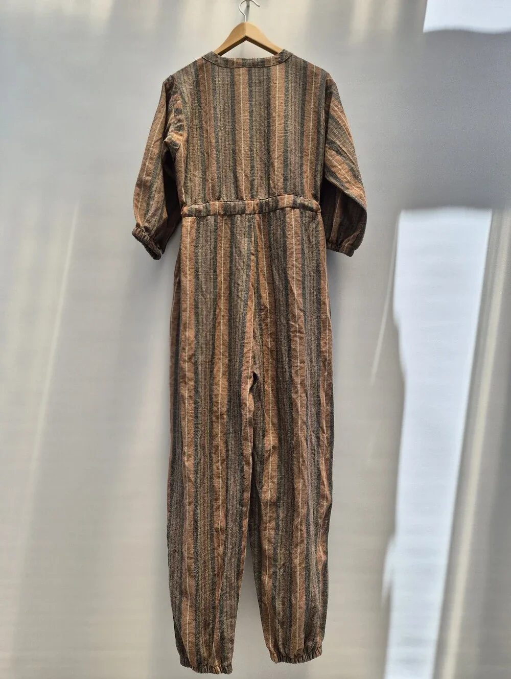 Free People Loveland Metallic Striped Jumpsuit M Excellent Whimsigoth 70s Boho