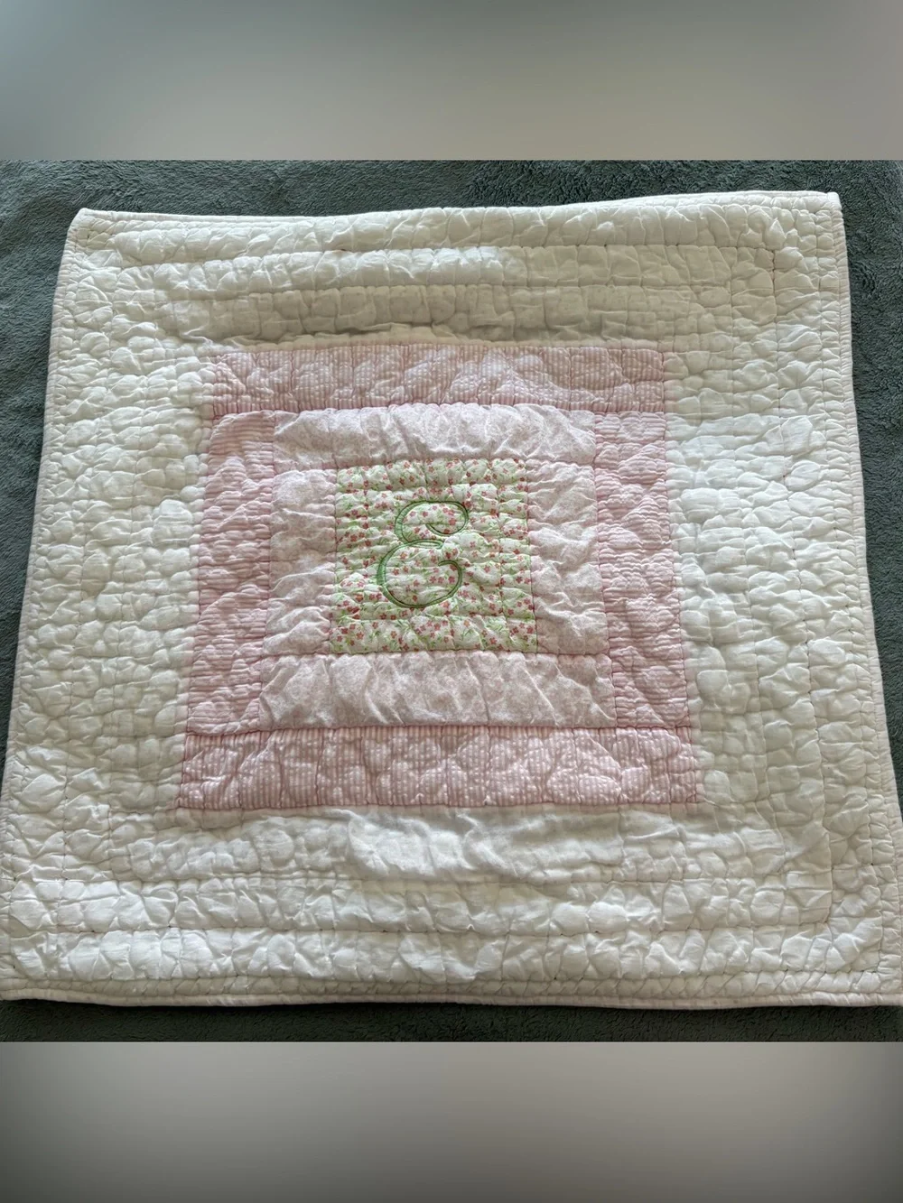 Pottery Barn Kids Pink & White Patchwork Twin Quilt & Pillowcase Set