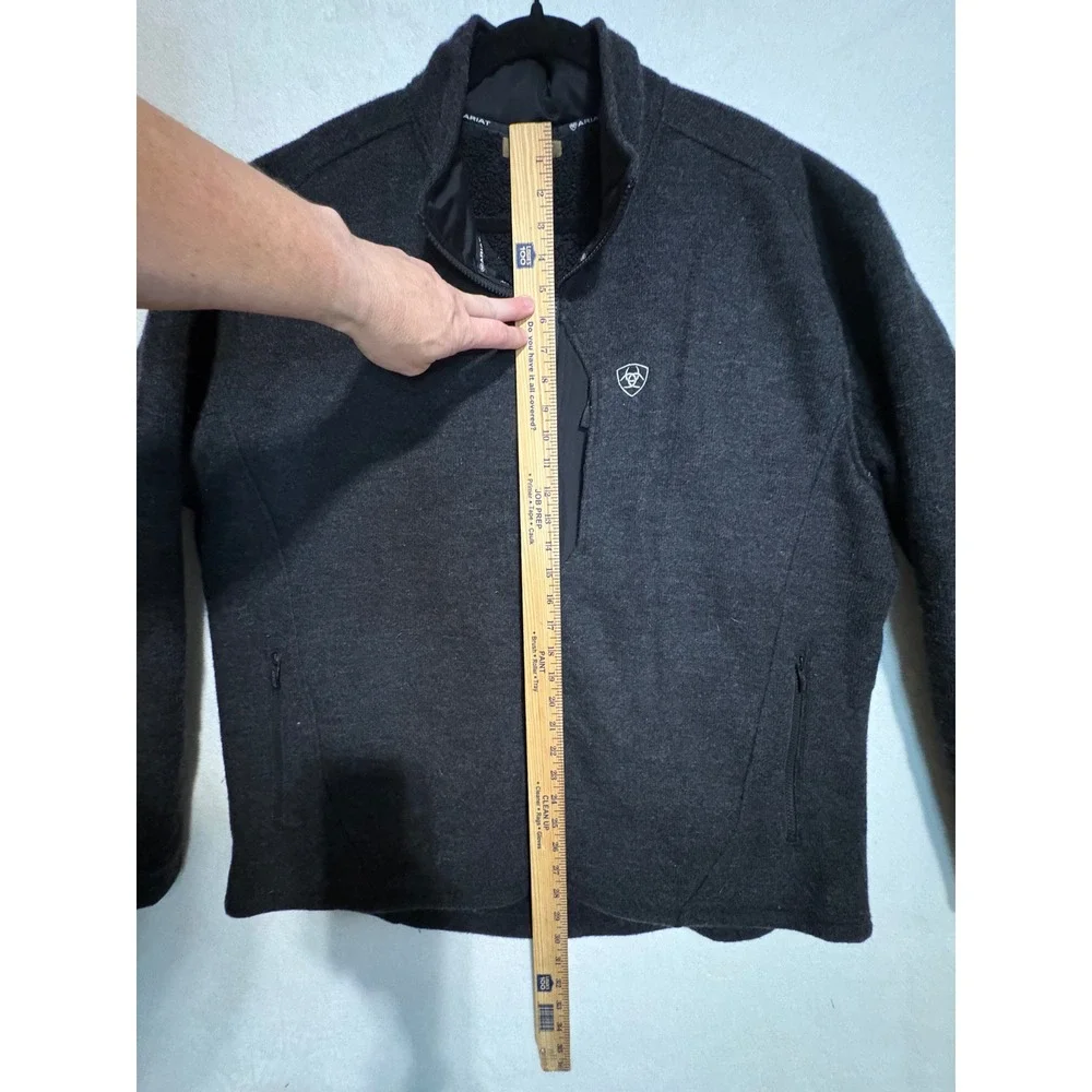 Ariat Mens XXL Bowdrie Charcoal Gray Sherpa Lined Full Zip Fleece Jacket