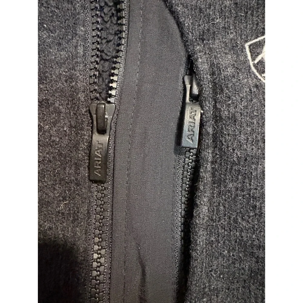 Ariat Mens XXL Bowdrie Charcoal Gray Sherpa Lined Full Zip Fleece Jacket