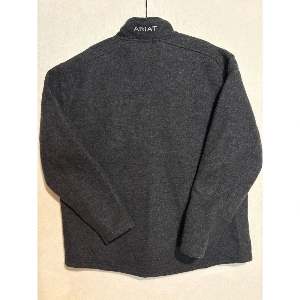Ariat Mens XXL Bowdrie Charcoal Gray Sherpa Lined Full Zip Fleece Jacket