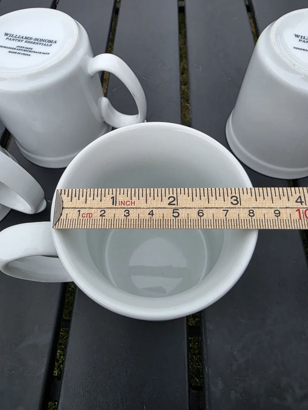 Williams Sonoma Pantry Essentials White Porcelain Coffee Mugs Set of 4 Oven Safe