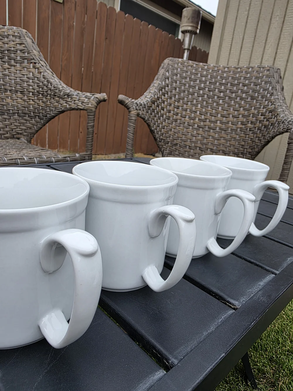 Williams Sonoma Pantry Essentials White Porcelain Coffee Mugs Set of 4 Oven Safe