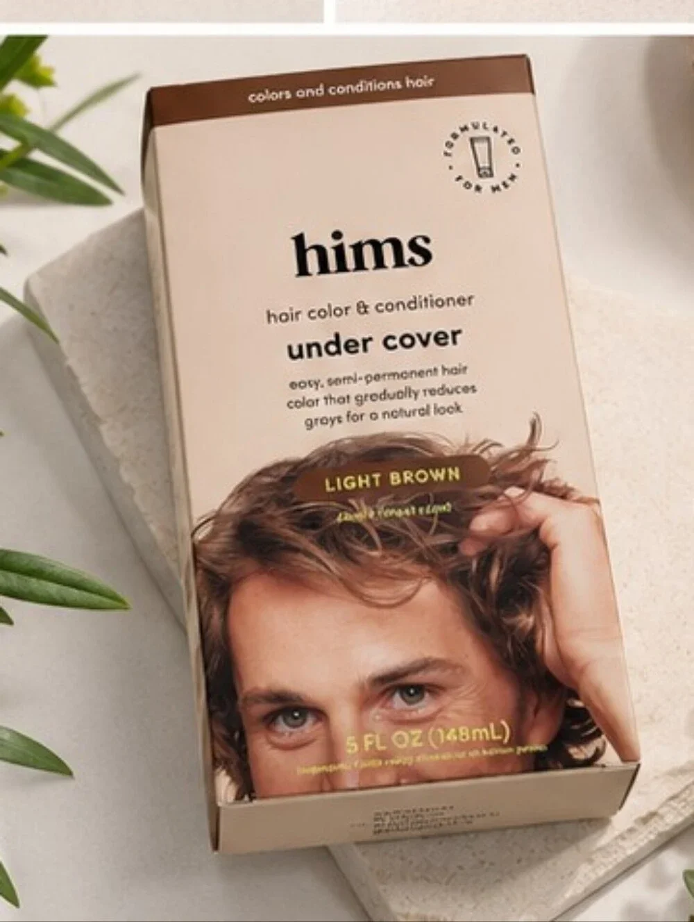 Hims Under Cover Hair Color & Conditioner – Light Brown | Gray Coverage | New