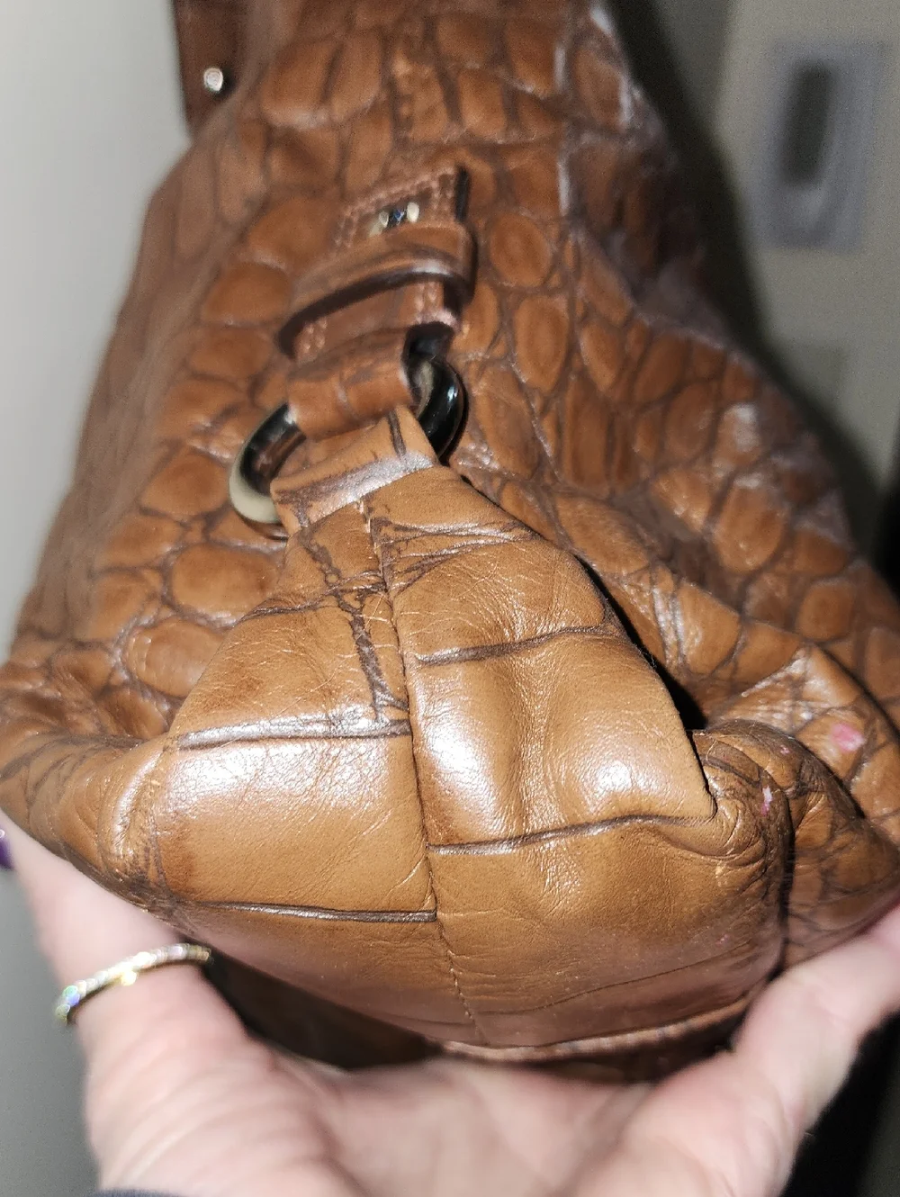 Coach Croc-Embossed Brown Leather Tote G1176-F17661 Purse