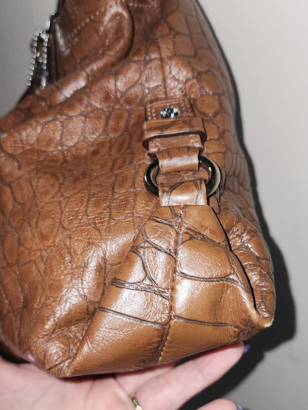 Coach Croc-Embossed Brown Leather Tote G1176-F17661 Purse