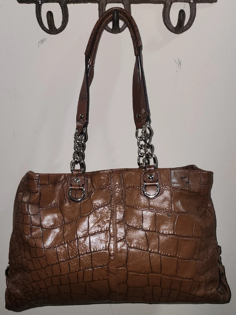 Coach Croc-Embossed Brown Leather Tote G1176-F17661 Purse