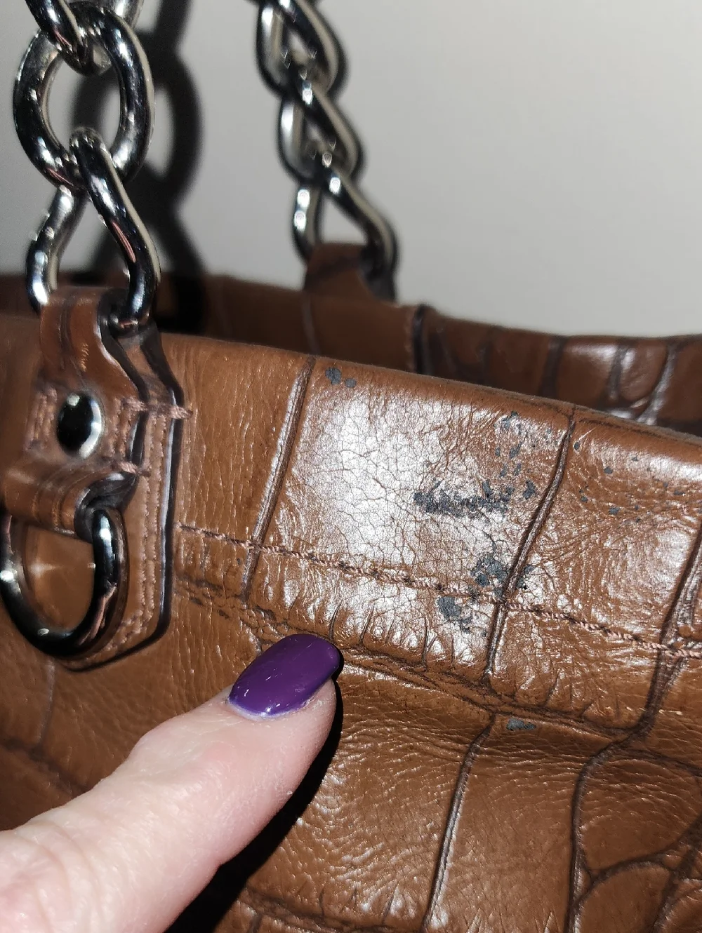 Coach Croc-Embossed Brown Leather Tote G1176-F17661 Purse