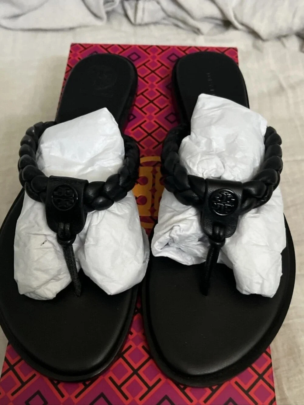 Tory Burch Braided Thong Leather Sandal 7.5