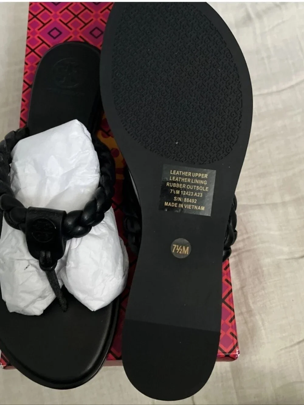 Tory Burch Braided Thong Leather Sandal 7.5