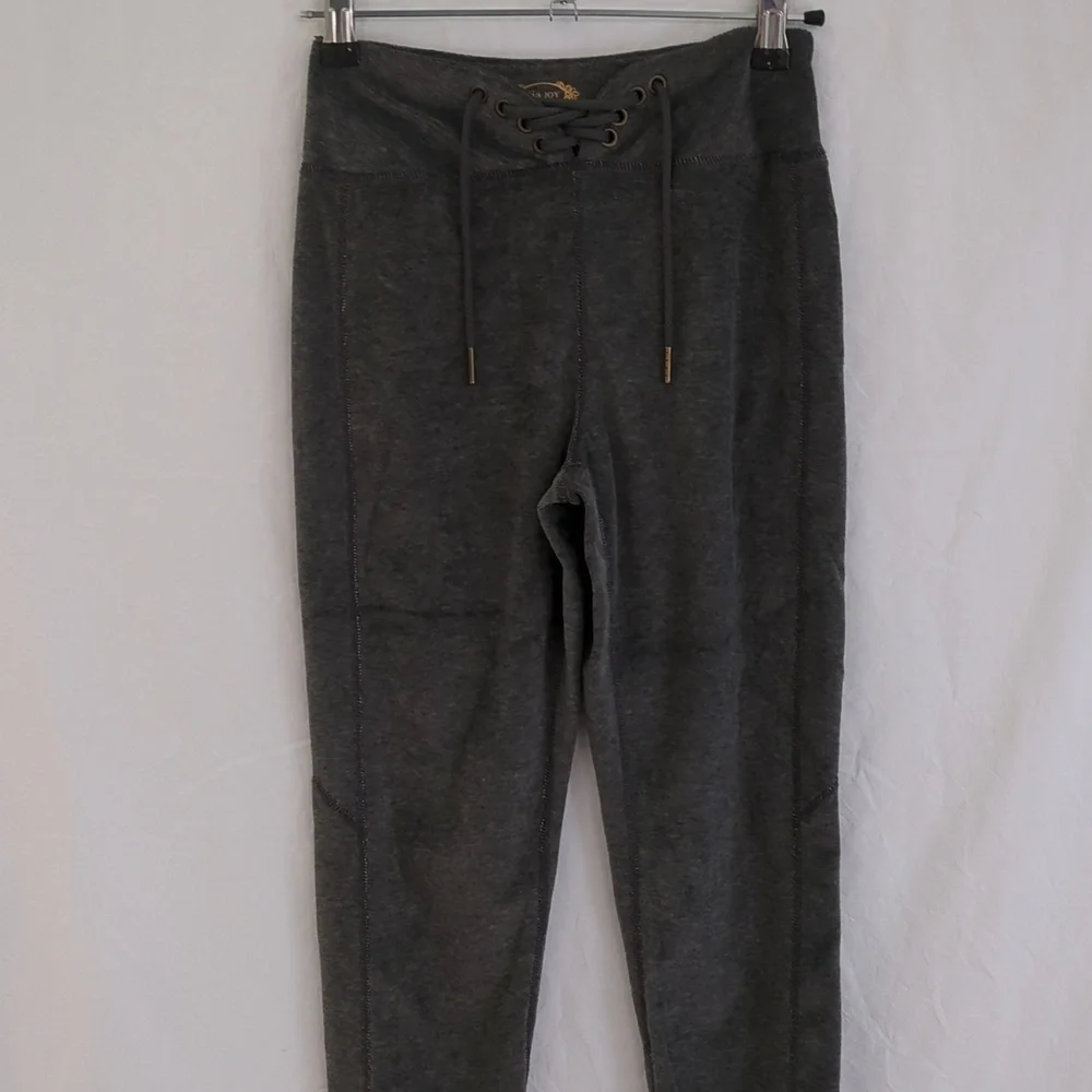 Mia Joy | Dark Grey Velour Lounge Pants Lace Up Waist | 12 New