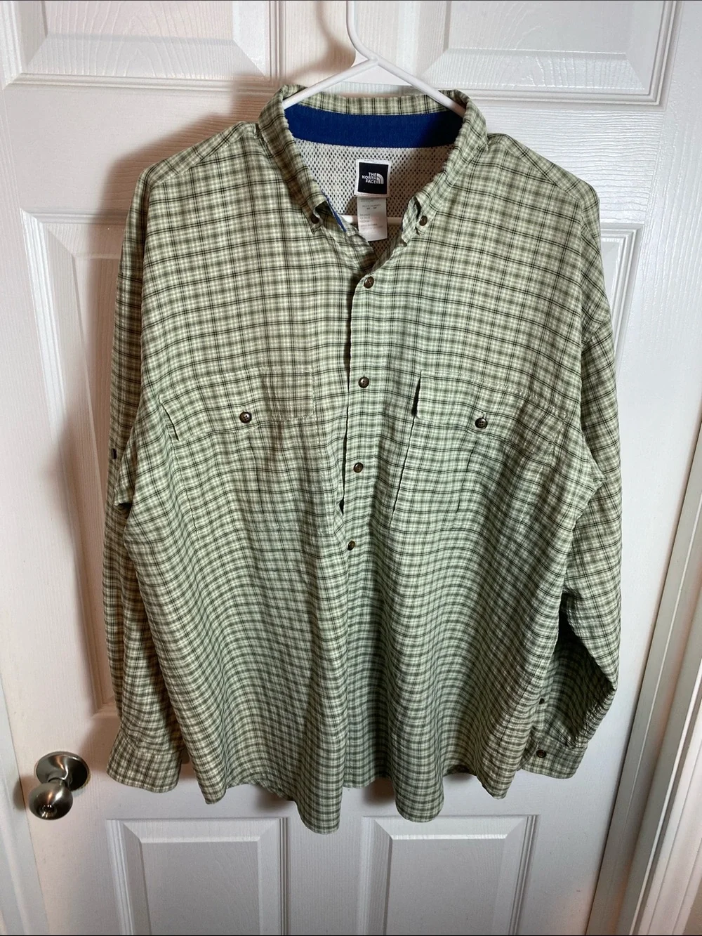 The North Face plaid button