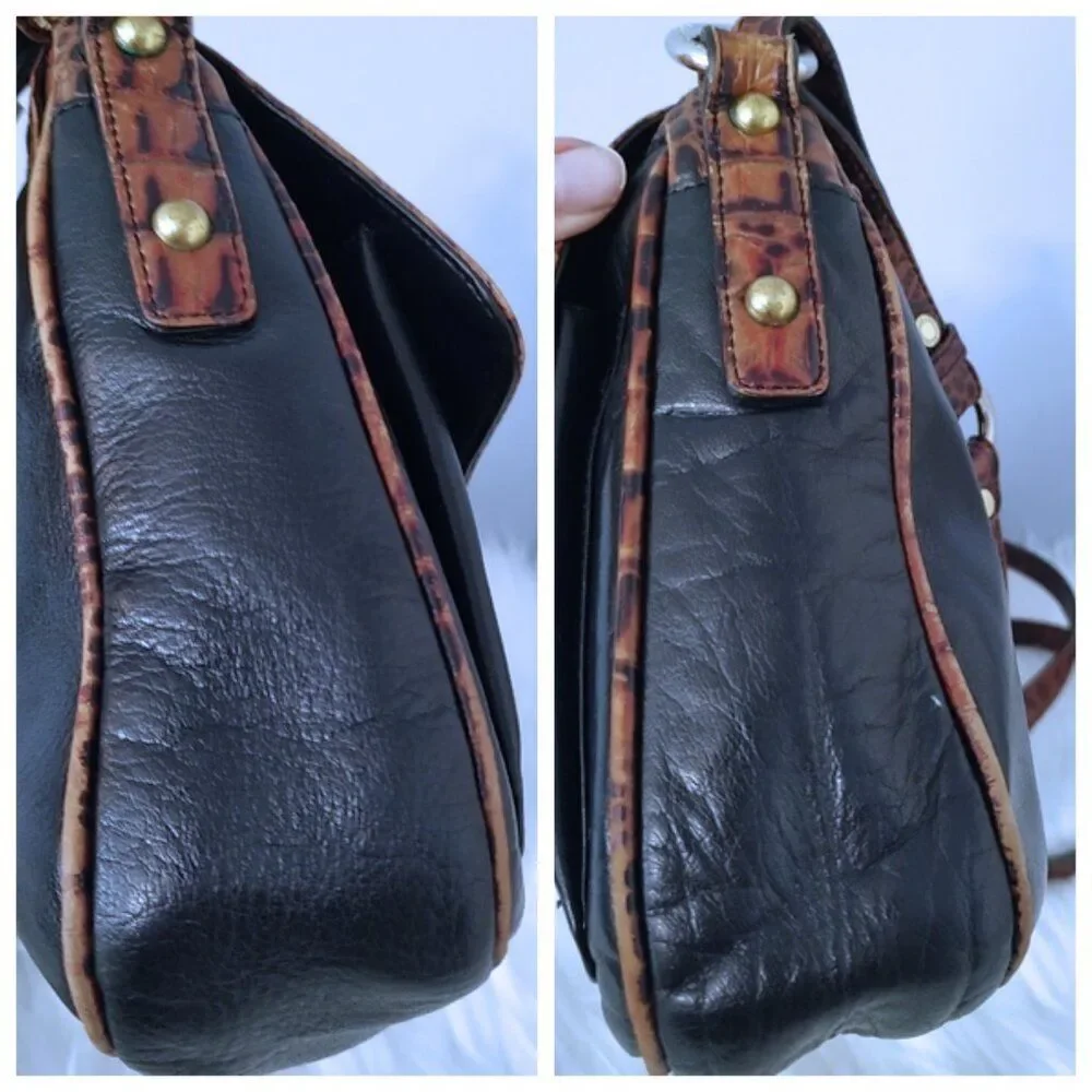 Brahmin Tuscan vintage croc-embossed satchel crossbody EUC