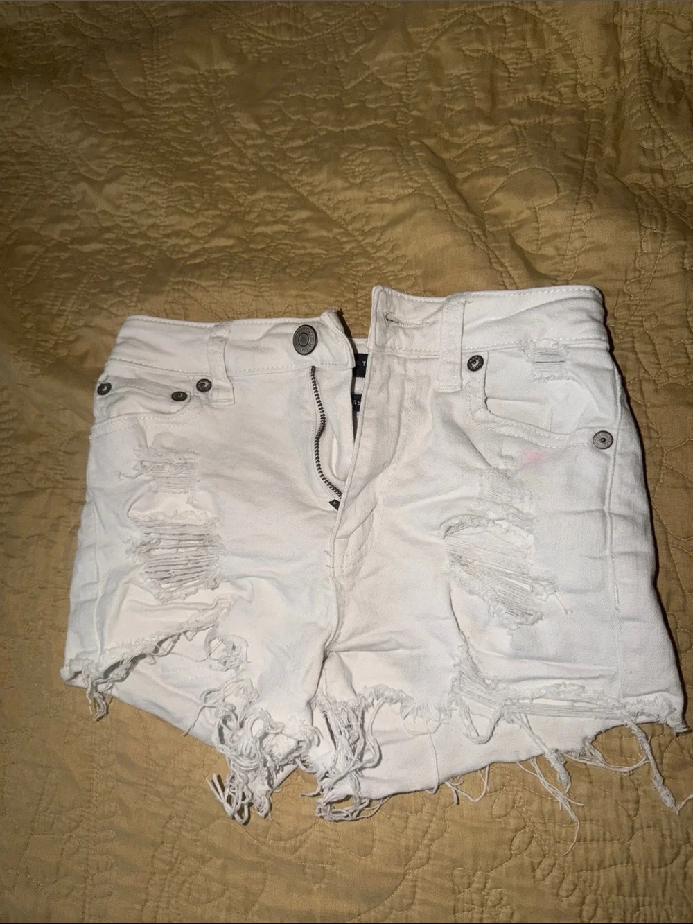 Aeropostale White Distressed Denim Cutoff Shorts