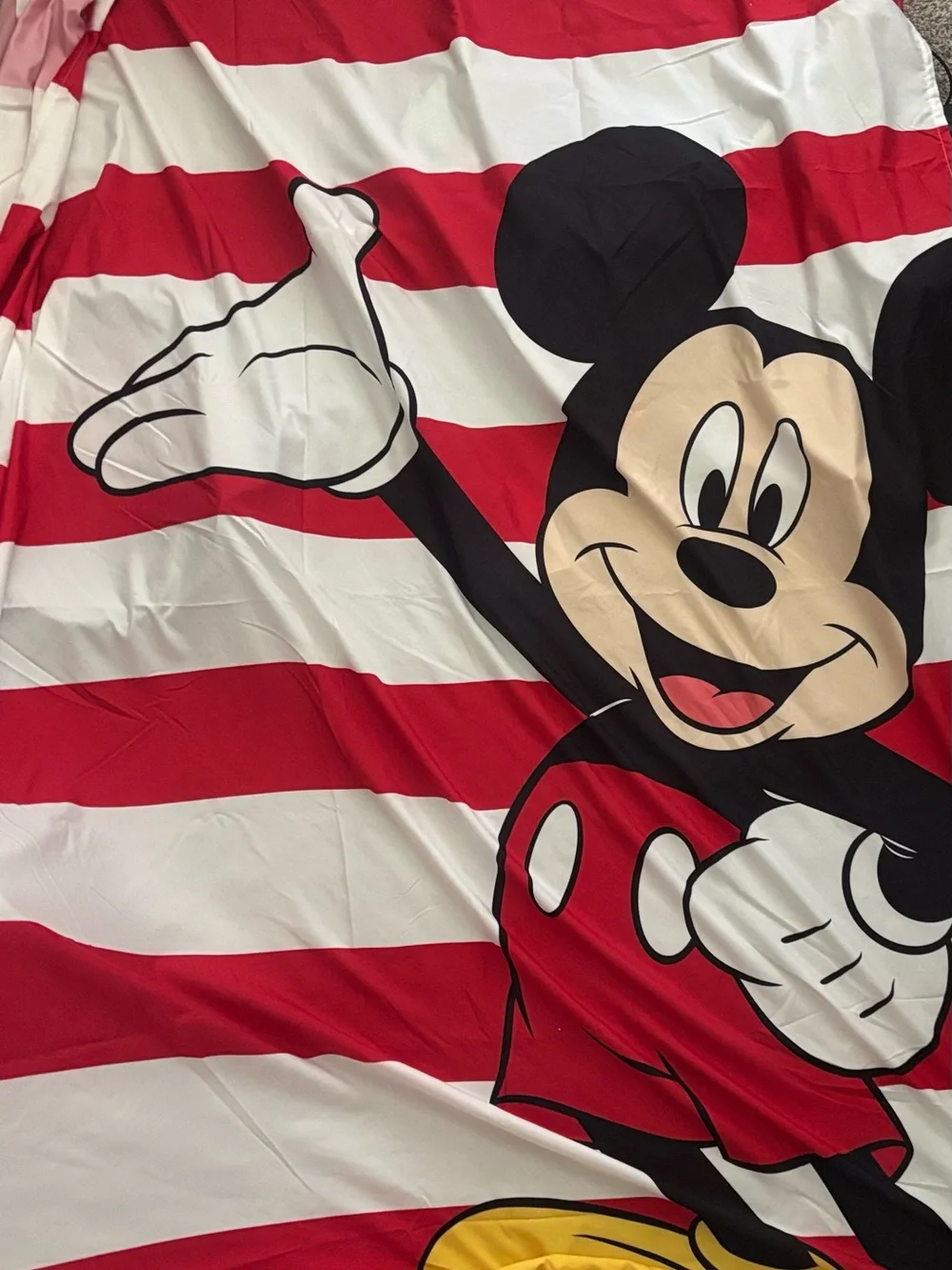 Mickey Mouse Red & White Striped Bedding Panel