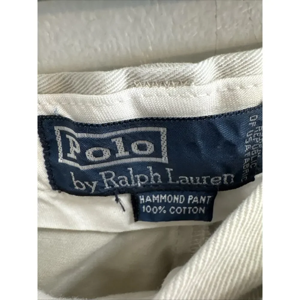 VTG 90s Polo Ralph Lauren Hammond Pant Mens 36x29 Khaki Classic Chino Pleated