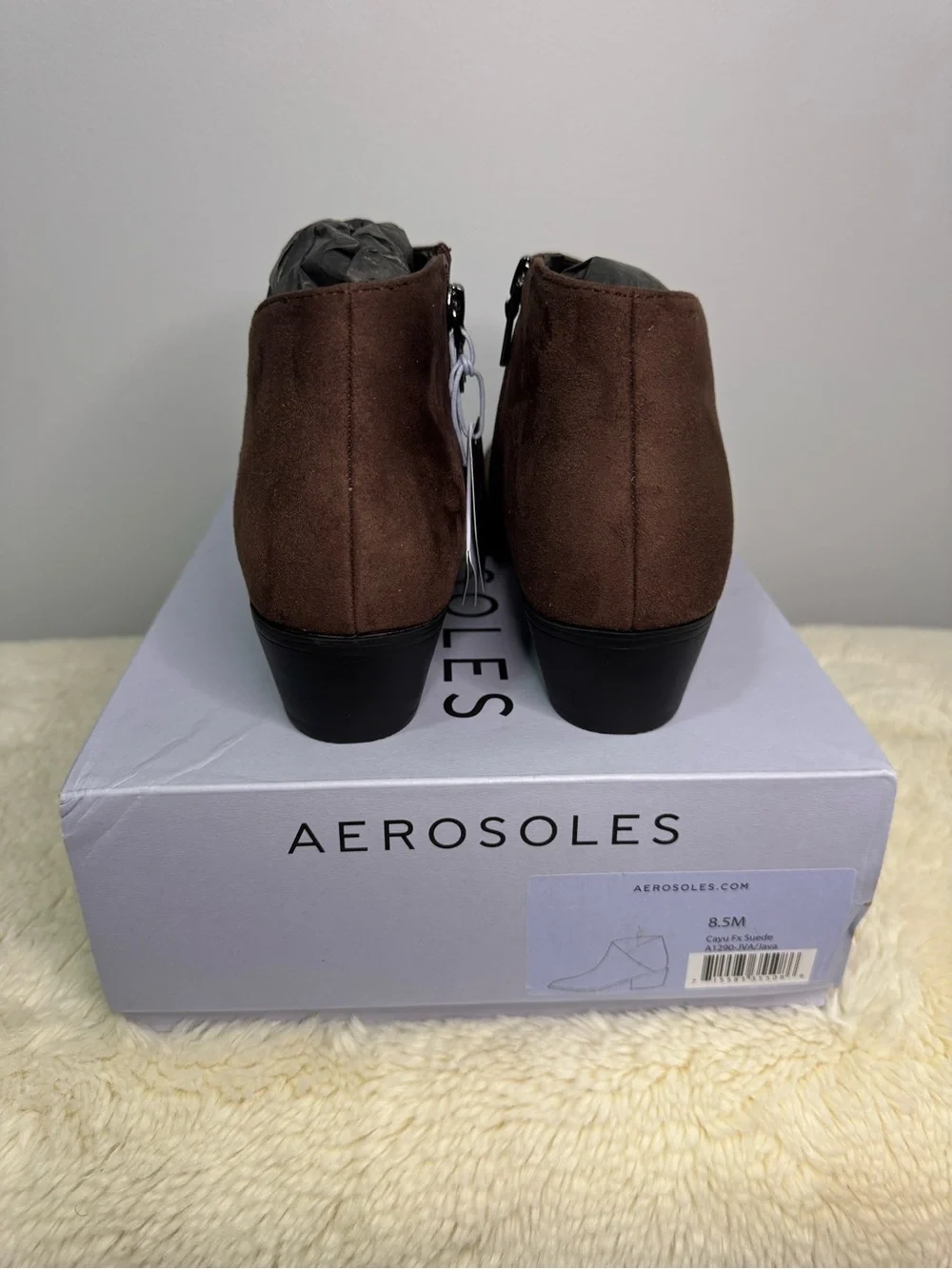 AEROSOLES Chocolate Suede Slip-On Ankle Booties