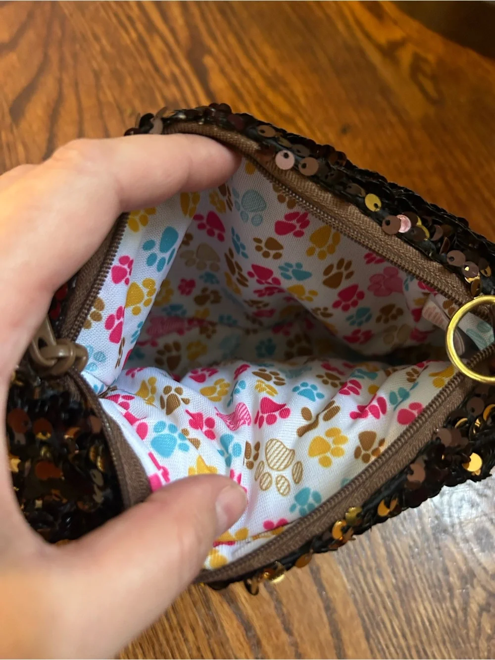 Ty Reversible Sequin Animal Coin Purse — Gold & Brown