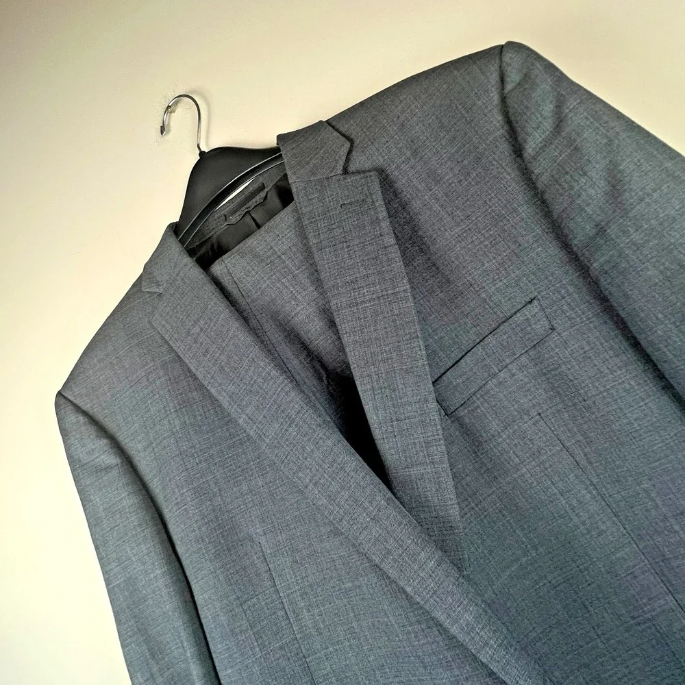 Lauren Ralph Lauren Gray Suit 48R 100% Wool Natural Stretch Flat Front Two Piece
