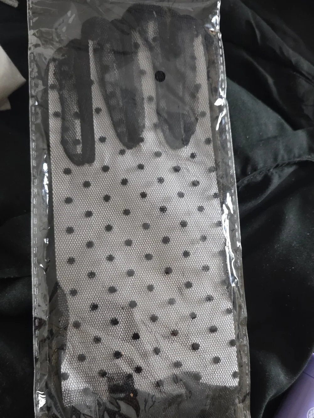 Sheer Polka Dot Gloves - Black and White