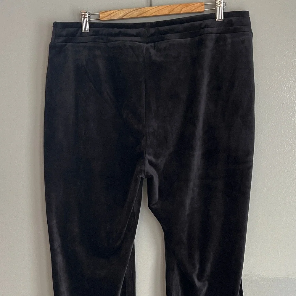Chicos Weekends Velour Drawcord Pants Black Velvet Soft Lounge Size 2 Large NWT