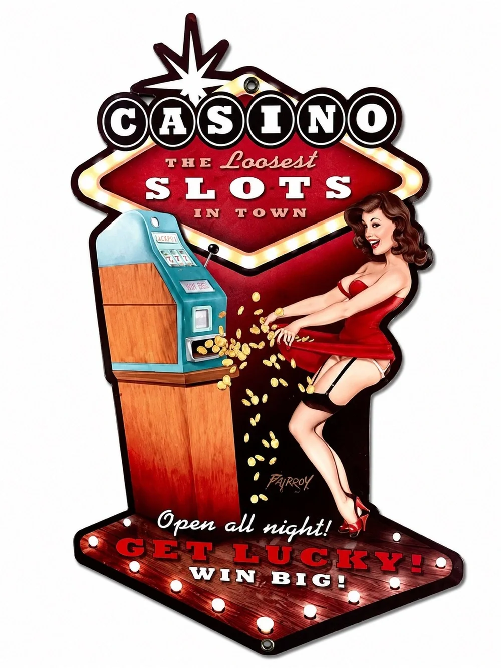 NEW Heavy Duty Steel Casino Pinup Metal Sign