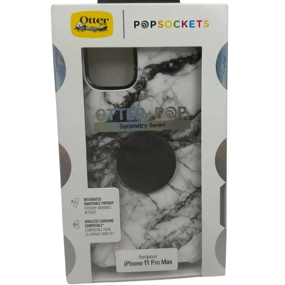 Otter+Pop Symmetry Series Apple iPhone 11 Pro Max Case White Grey Black Marble