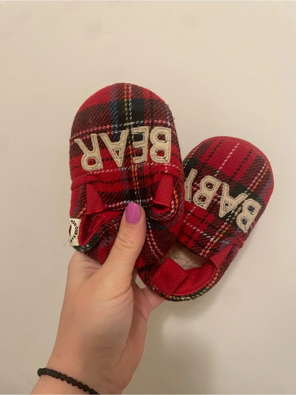 Baby Plaid Soft Booties Slippers - 9-12M