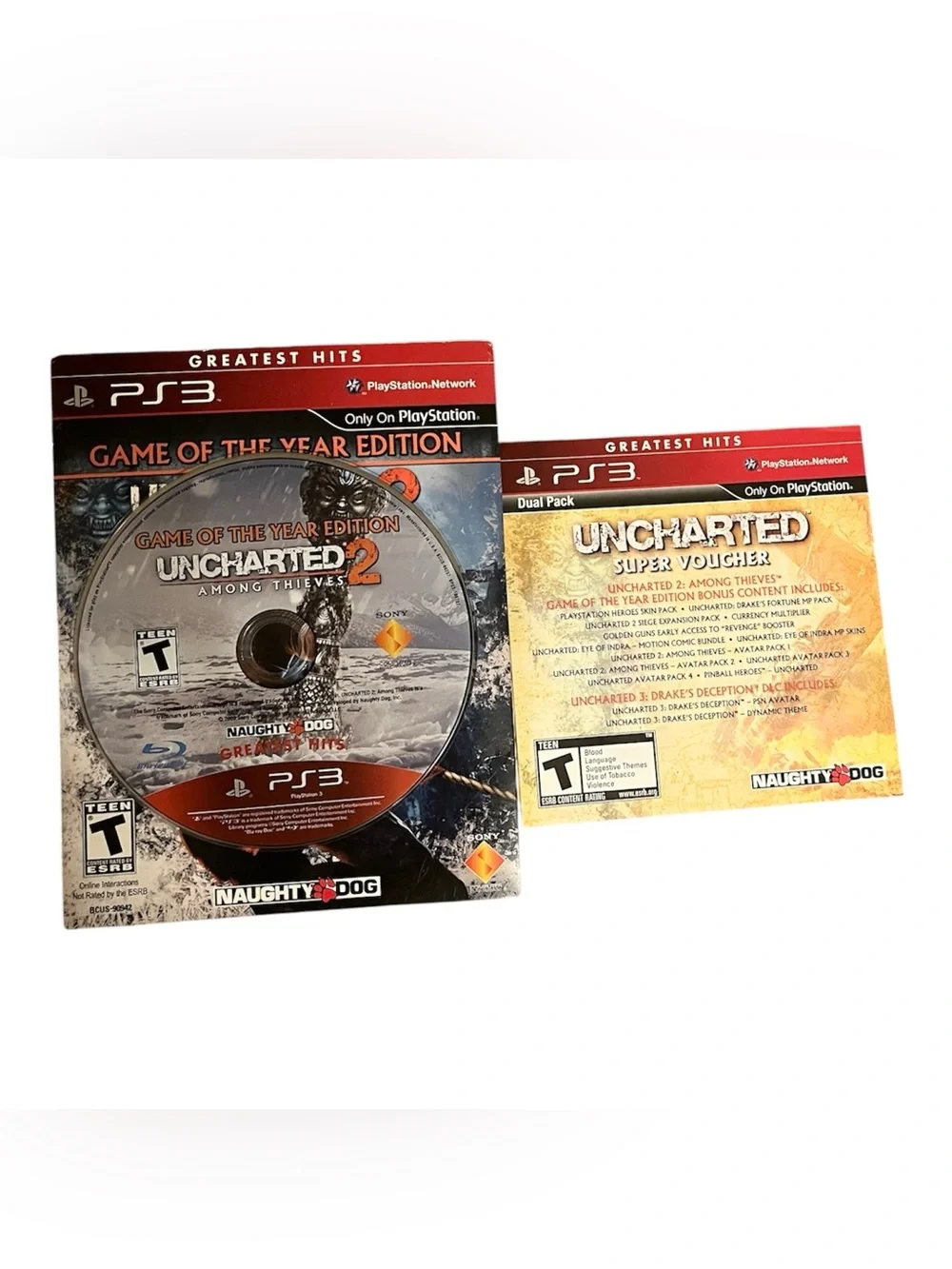 Uncharted And Uncharted 2 (Sony PS3 PlayStation 3 Game) Promo Sleeves
