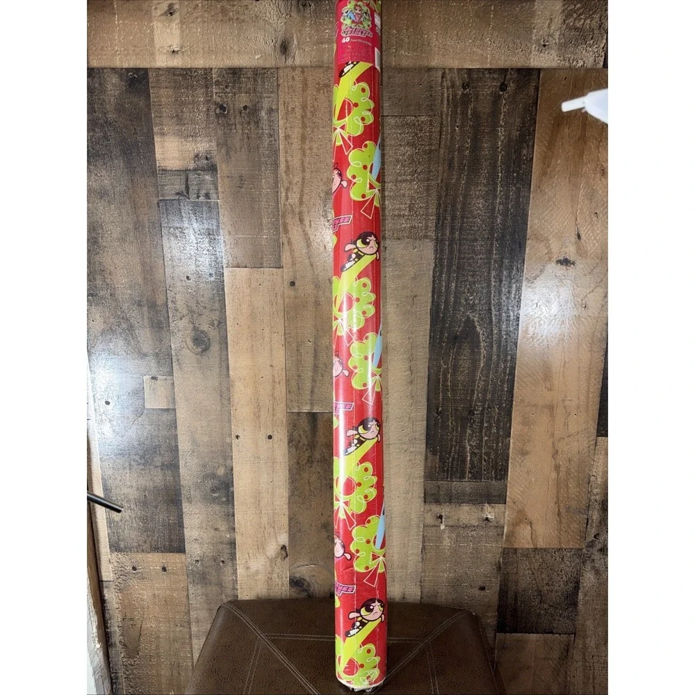 Vtg 2000 POWERPUFF GIRLS Christmas Wrapping Paper Roll 40 Sq Ft Toys R Us Excl